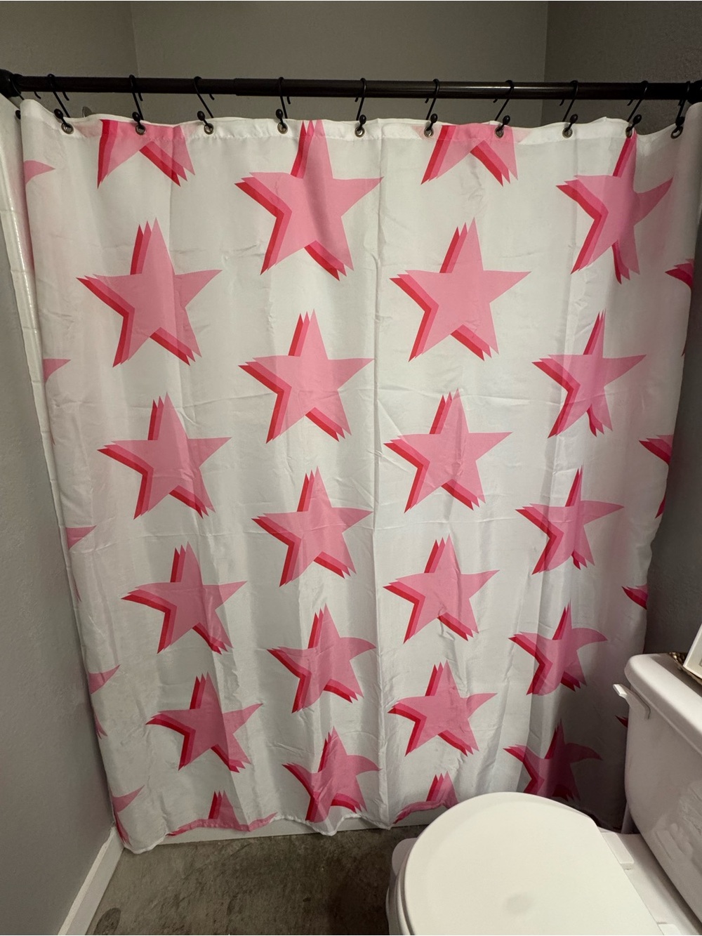 Pink Star Pattern Shower Curtain